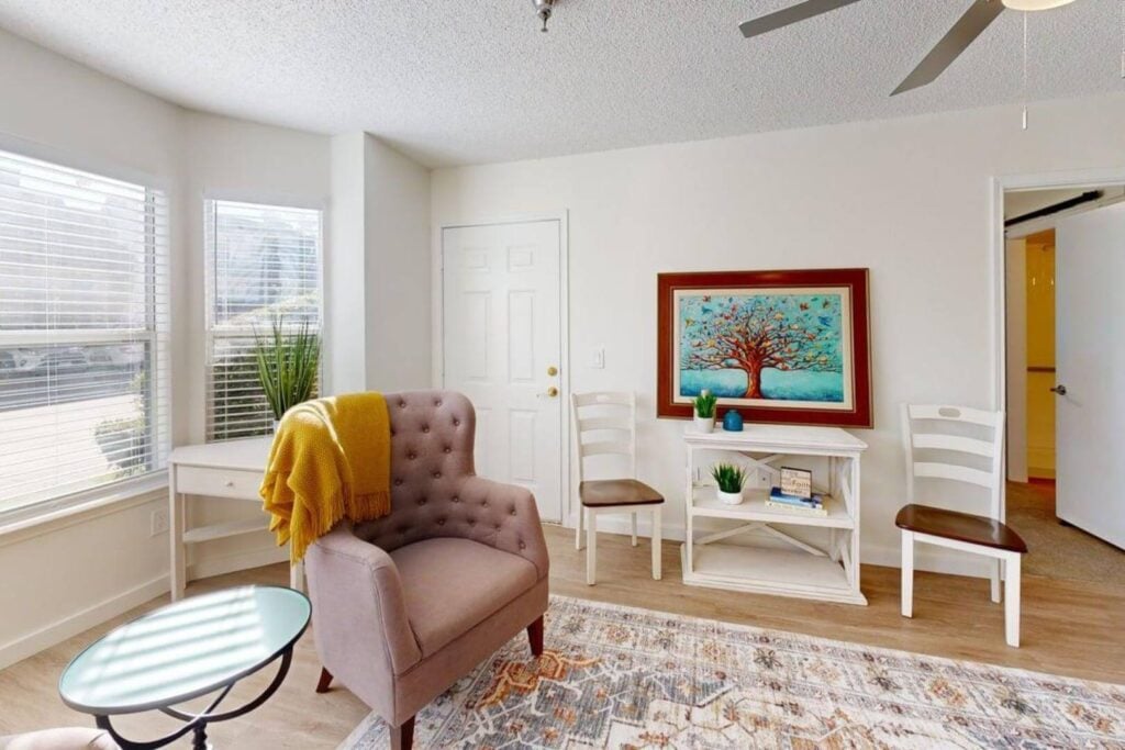 Living Room Area inside Apartment at Assisted Living Facility