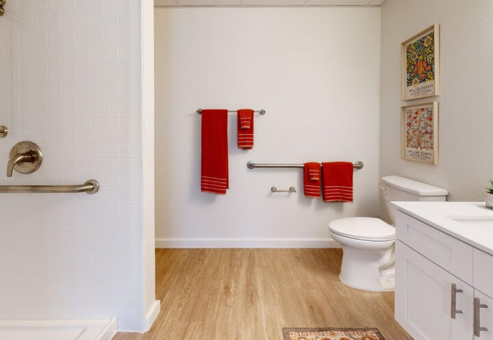 Modern Bathroom for Seniors in Independent Living Facility Modern Bathroom for Seniors in Independent Living Facility
