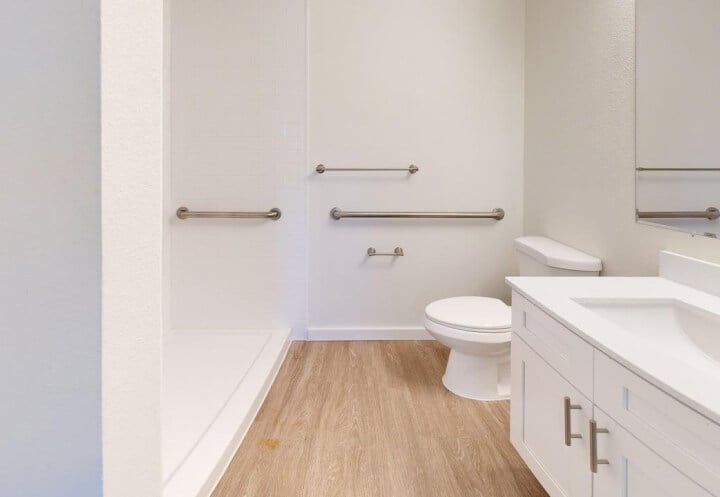 Spacious and Safe Bathrooms at Senior Living Community Spacious and Safe Bathrooms at Senior Living Community